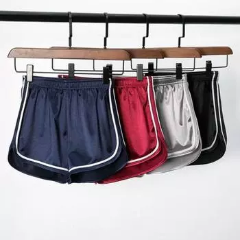 Женские шорты, эластичные шорты с высокой талией и гладкой поверхностью, облегающие повседневные шорты с контрастной окантовкой S чёрный