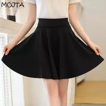 Женские шорты больших размеров, юбки, плиссированная юбка с высокой талией, женская элегантная юбка S красный