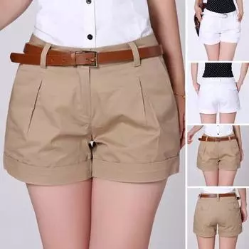 Женские шорты чистого цвета средней талии с застежкой-молнией, свободные, выше колена, с боковым карманом L белый