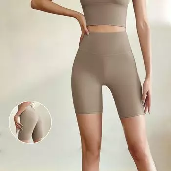 Женские шорты для бега и йоги персикового цвета с высокой талией — облегающий крой с эластичной вставкой, приподнимающей бедра shorts, XL