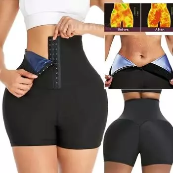 Женские шорты для сауны с высокой талией — утягивающие леггинсы для похудения, компрессионные леггинсы для коррекции живота, идеально подходят для йоги и тренировок в спортзале S серый