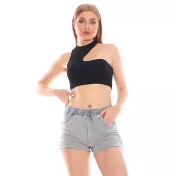 Женские шорты из лайкры и вискозы с лазерной резкой