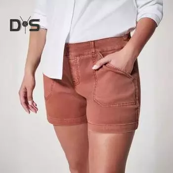 Женские шорты-карго с высокой талией, эластичные шорты, повседневные узкие шорты с карманами, летний пляжный наряд XXL оранжевый