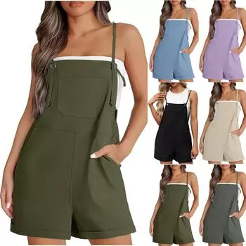 Женские шорты Комбинезоны без рукавов с регулируемым ремнем Короткие комбинезоны с карманами L