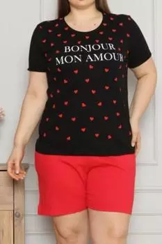 Женские шорты, пижамный комплект с коротким рукавом, большие размеры