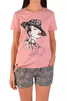 Женские шорты Пижамный комплект с короткими рукавами большого размера и карманами