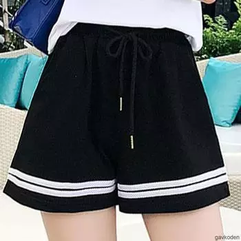 Женские шорты с эластичной резинкой на талии в полоску, летние свободные спортивные повседневные шорты для бега S белый