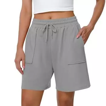 Женские шорты с эластичной талией, повседневные многослойные шорты L