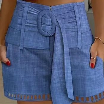 Женские шорты с поясом, регулируемой средней талией, застежкой-молнией, боковыми карманами, принтом, прямые, тонкие M белый