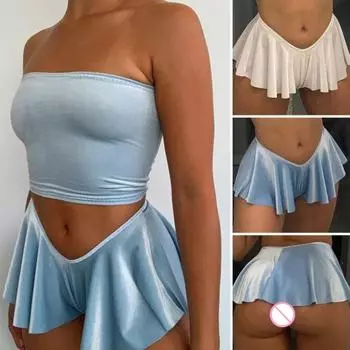 Женские шорты V-образные с низкой талией Ультра короткие плиссированные однотонные лоскутные эластичные мягкие летние женские вечерние клубные мини-юбки L белый