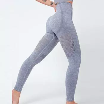 Женские штаны для йоги, бесшовные леггинсы, штаны для фитнеса, леггинсы с высокой талией и эффектом пуш-ап, спортивные штаны для йоги L оранжевый