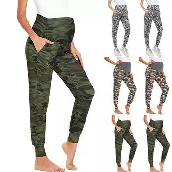 Женские штаны для йоги для беременных с принтом в британском стиле Wind Motion XXL чёрный