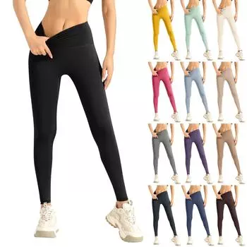 Женские штаны для йоги, леггинсы для женщин, штаны для йоги с высокой талией, леггинсы для тренировок, колготки L бежевый