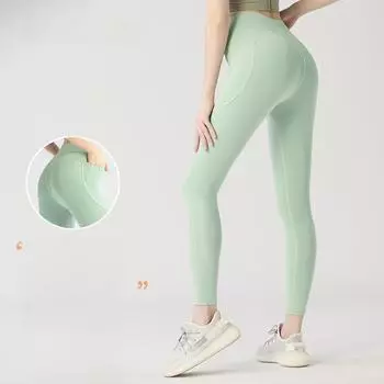 Женские штаны для йоги персикового цвета с высокой талией и подъемом бедер M