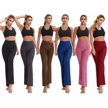 Женские штаны для йоги - расклешенные леггинсы для женщин с высокой талией, кроссоверные брюки для тренировок, клеш, джазовое платье 3XL