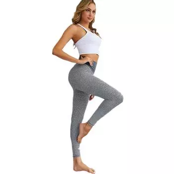 Женские штаны для йоги с высокой талией, спортивные колготки для фитнеса и подтяжки ягодиц L чёрный