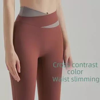 «Женские штаны для йоги с высокой талией, цветными блоками, V-образным вырезом и приподнятыми бедрами для бега и фитнеса» Extra Large