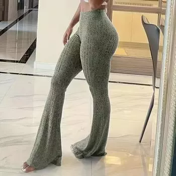 Женские штаны для йоги с высокой талией, расклешенные широкие леггинсы, однотонные, эластичный пояс, спорт M коричневый