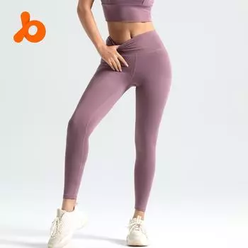 Женские штаны для йоги телесного цвета с высокой талией - персиковый, облегающий крой для фитнеса XXL