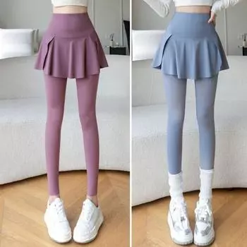 Женские штаны для йоги, юбка-фонарик, лоскутное узкие компрессионные с высокой талией, карманом для телефона, приподнятые, с защитой от воздействия, бесшовные спортивные, для занятий в спортзале, для бега трусцой M синий