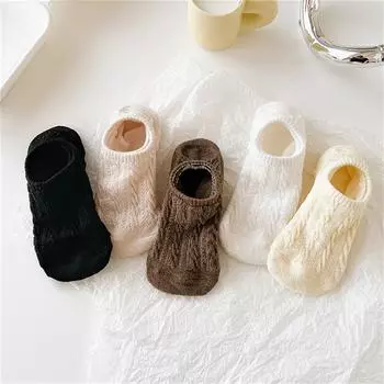 Женские силиконовые нескользящие невидимые носки однотонные сетчатые дышащие носки-лодочки чёрный