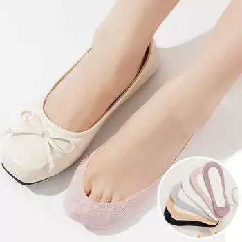 Женские силиконовые противоскользящие невидимые носки, летние ультратонкие дышащие носки, тапочки, однотонные носки Ice Silk с низким вырезом One size чёрный