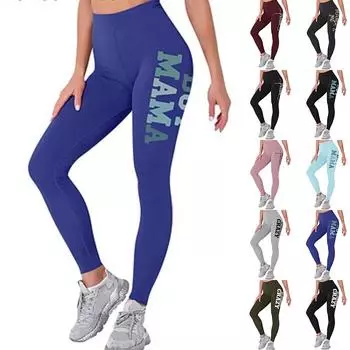Женские синие эластичные леггинсы с буквенным принтом для фитнеса, бега в тренажерном зале, спортивные брюки для активного отдыха 7XL чёрный
