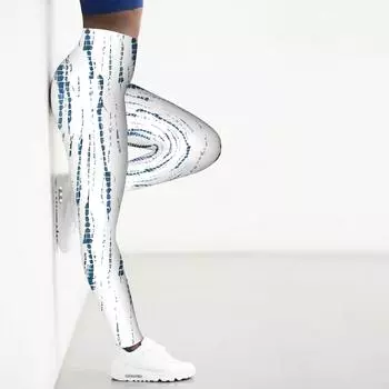 Женские синие эластичные леггинсы с мелким квадратным принтом для занятий йогой, фитнесом, бегом, спортом в спортзале, активными штанами XS белый