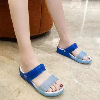 Женские синие летние сандалии резиновые туфли желе нескользящие удобные женские тапочки и сандалии горячая распродажа женская пляжная обувь домашние слайды 35