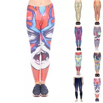 Женские синие маски с принтами, эластичные леггинсы для йоги, фитнес-бег, спортивные брюки для активного отдыха XS синий