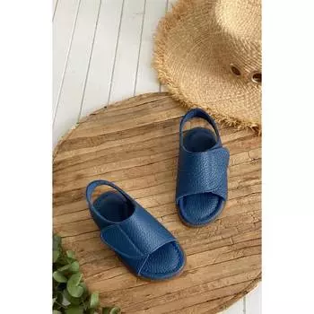 Женские синие сандалии из натуральной кожи с противоскользящей и анатомической подошвой Повседневные сандалии в качественном стиле