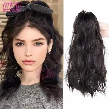 Женские синтетические короткие вьющиеся волосы WTB с заколками для наращивания волос, черный, коричневый хвост