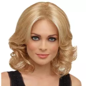 Женские синтетические короткие волнистые парики с омбре, пушистые блондинки, средняя часть для женщин, повседневное использование, вечерние косплей, парики из высокотемпературного волокна светлый