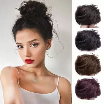 Женские синтетические пучки MERISIHAIR, прямые волосы, резинка в хвост, шиньоны с резинками, растрепанные волосы в виде пучка 6cm