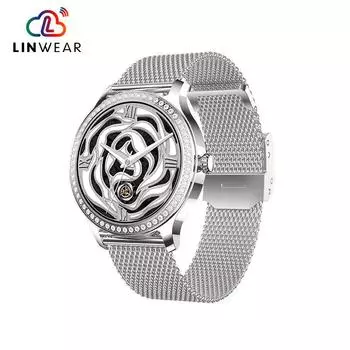 Женские смарт-часы 2024 года с бриллиантами — Bluetooth, пульсометр, кислород в крови и мониторинг спортивного здоровья серебряный