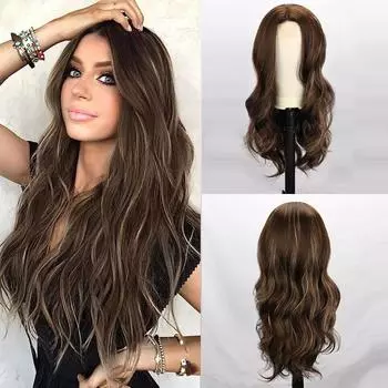 Женские смешанные цвета, средние, разделенные, крупные, волнистые, длинные вьющиеся волосы 22inch