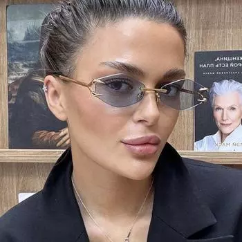 Женские солнцезащитные очки, без оправы, металлический многоугольник, персонализированная мода, новые повседневные мужские солнцезащитные очки