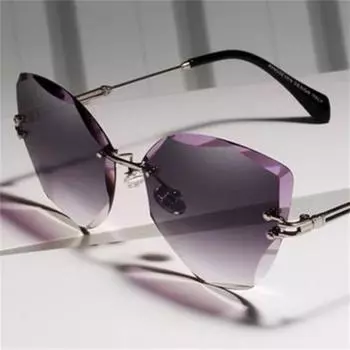 Женские солнцезащитные очки без оправы от Baolai Vintage Cat Eye Frame Gradient Color M016 жёлтый/синий