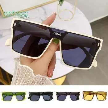 Женские солнцезащитные очки контрастного цвета в квадратной большой оправе - ретро, сверхлегкие, солнцезащитные, классические, устойчивые к ультрафиолетовому излучению, женские и мужские, унисекс, идеально подходят для повседневной жизни Green