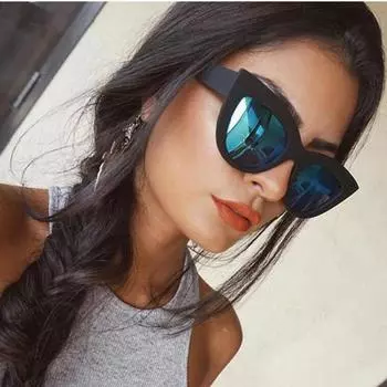 Женские солнцезащитные очки «кошачий глаз» с линзами для мужчин, солнцезащитные очки в винтажной форме, женские очки, синие брендовые дизайнерские очки чёрный