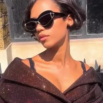 Женские солнцезащитные очки «кошачий глаз» в стиле стим-панк, 2024, элитный бренд, винтажные солнцезащитные очки для женщин, очки в двойной оправе в стиле ретро, оттенки UV400