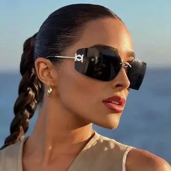 Женские солнцезащитные очки, модные прямоугольные солнцезащитные очки без оправы для женщин, роскошный дизайн, модные солнцезащитные очки без оправы для женщин, UV400