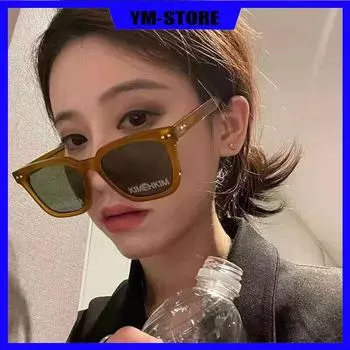 Женские солнцезащитные очки, новые солнцезащитные очки, пластиковые солнцезащитные очки карамельного цвета, очки в стиле ретро с буквами чёрный