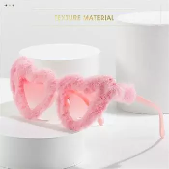 Женские солнцезащитные очки с мягким мехом и бархатным сердечком, женские модные красочные солнцезащитные очки ручной работы, женские модные оттенки UV400, очки