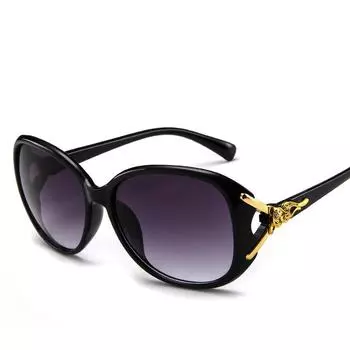 Женские солнцезащитные очки с подвеской Gold Fox, большие овальные винтажные очки, женские уличные модные теневые очки black