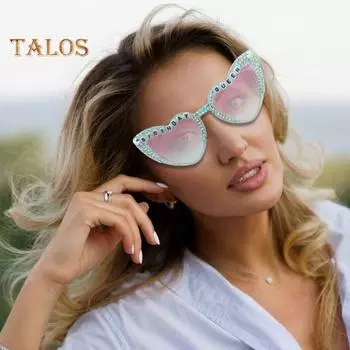 Женские солнцезащитные очки со стразами и буквенным декором в форме сердца с защитой от УФ-лучей, солнечный свет, отпуск, пляжные очки, уличные очки фиолетовый