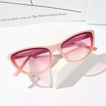 Женские солнцезащитные очки в маленькой оправе «кошачий глаз». Новые модные и трендовые пластиковые солнцезащитные очки, модный аксессуар, неполяризованные. чёрный