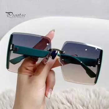 Женские солнцезащитные очки в прямоугольной оправе, стильный стиль, без оправы, гладкие, с защитой от ультрафиолета, солнцезащитные очки для отдыха на пляже, очки для активного отдыха коричневый