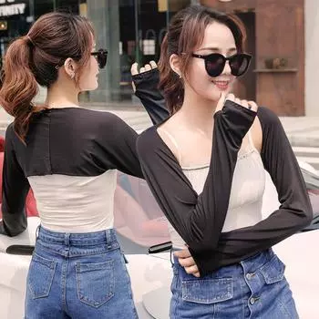 Женские солнцезащитные перчатки с защитой от ультрафиолета, спортивные перчатки с манжетой, для активного отдыха, гольфа, бега, велоспорта, защитная одежда чёрный