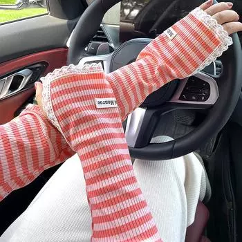 Женские солнцезащитные рукава, длинные перчатки, чехол для рук, ледяной шелк, защита от ультрафиолета, дышащая половина пальца